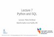 Lecture 7 Python and SQL