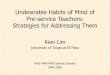 Undesirable Habits of Mind of Pre-service Teachers 