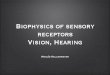 Biophysics of sensory receptors Vision, Hearing