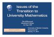 Issues of the MAA Transition to University Mathematics