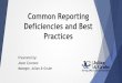 Common Reporting Deficiencies and Best Practices
