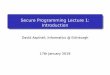 Secure Programming Lecture 1: Introduction