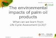The environmental impacts of palm oil products