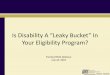 Is Disability A “Leaky ucket” In Your Eligibility Program?