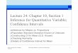 Lecture 24: Chapter 10, Section 1 Inference for 