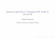Quantum geometry in Topological BF model in 3d and 4d