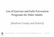 List of Exercise and Falls Prevention Programs for Older 