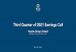 Third Quarter of 2021 Earnings Call