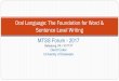 Oral Language: The Foundation for Word & Sentence Level 