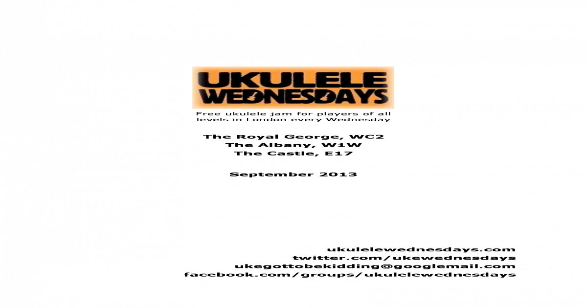 Ukulele Wednesdays Songbook